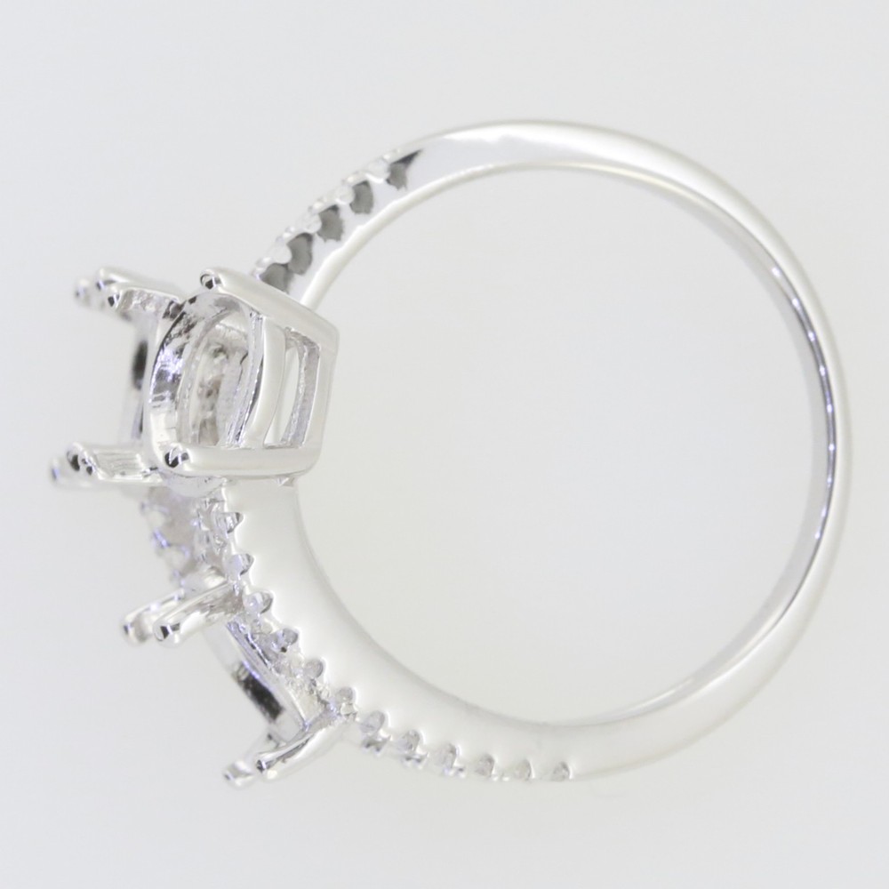 Sterling Silver Semi Mount Ring Setting Round RD 7x7mm Three Stones Bypass Ring