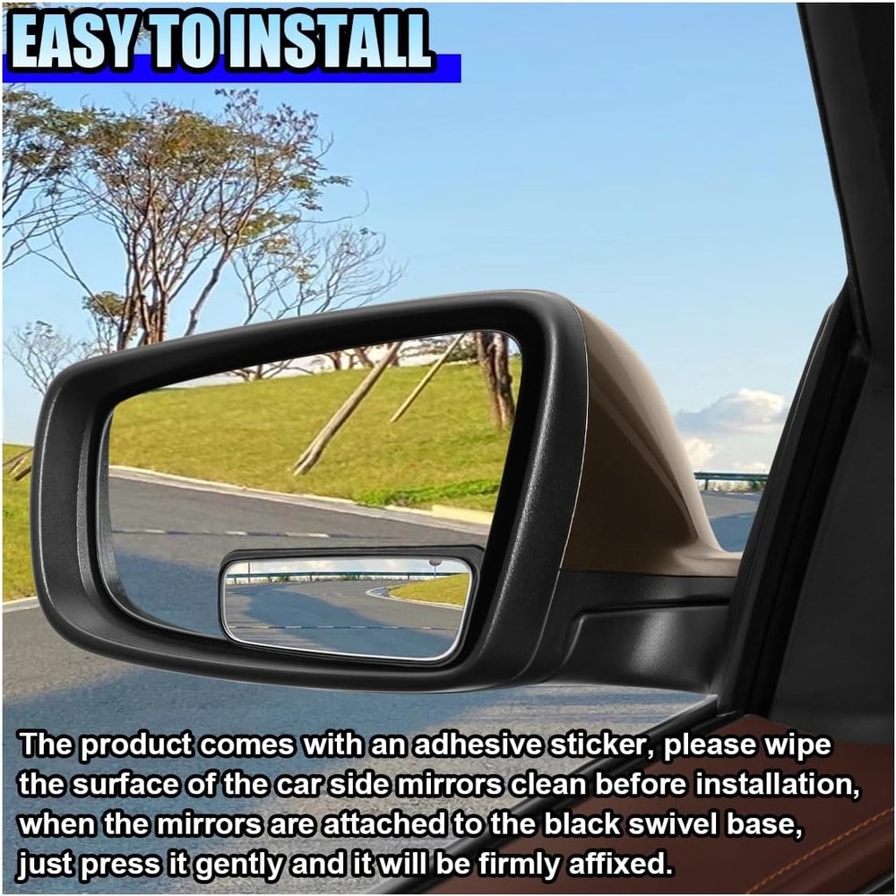 2PCS Rectangle Blind Spot Mirror for Car, Adjustable Wide Angle Mirror Framed