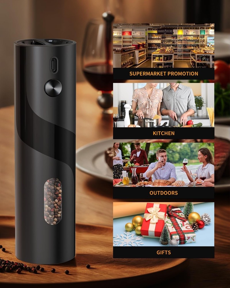 CIRCLE JOY Rechargeable Electric Pepper Grinder Top-Refill Adjustable