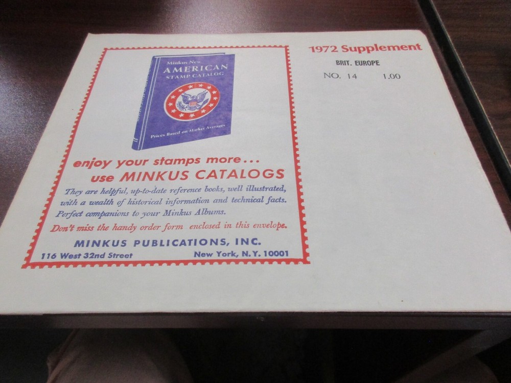 "MINKUS" 1972  SUPPLEMENT  BRITISH EUROPE  #14  W/FREE SHIPPING!!!