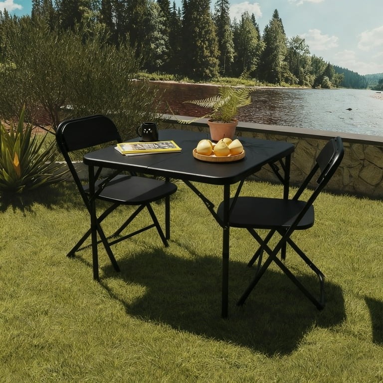 Folding Table 4ft Portable Plastic Fold-in-Half Utility Dining Table for Camping