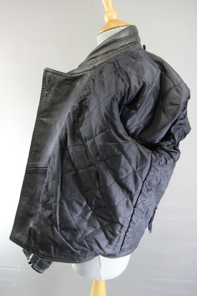 X8 SYSTEMS CLASSIC BLACK LEATHER BIKER JACKET 36 INCH