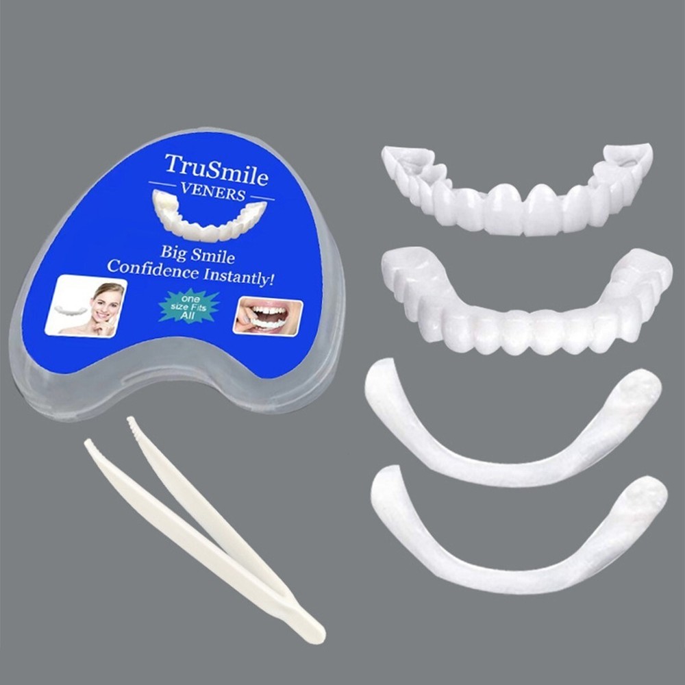 Snap On Veneers Upper & Lower Set - Instant False Teeth Covers No Adhesive jwb