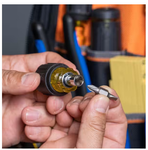 Klein Tools Stubby Multi-Bit Screwdriver/Nut Driver- Cushion Grip Handle