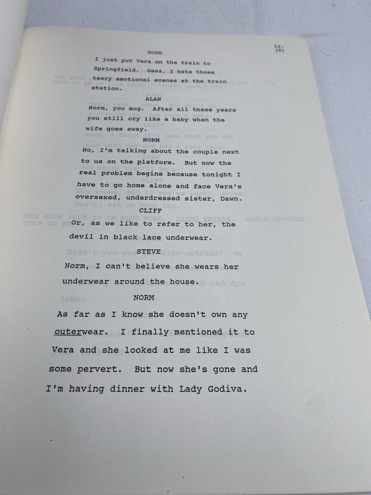 CHEERS Sitcom Original Script “ Strange Bedfellows” Pt 3 First Draft 1986