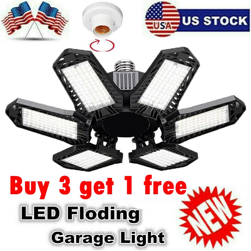 12000000LM LED Garage Light Super Bright Work Shop Ceiling Light Deformable Bulb