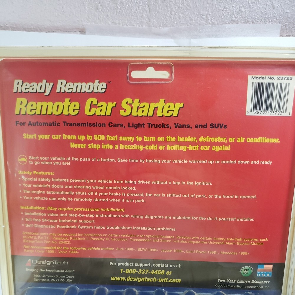 Ready Remote Car Starter With Installation Video DesignTech model 23723