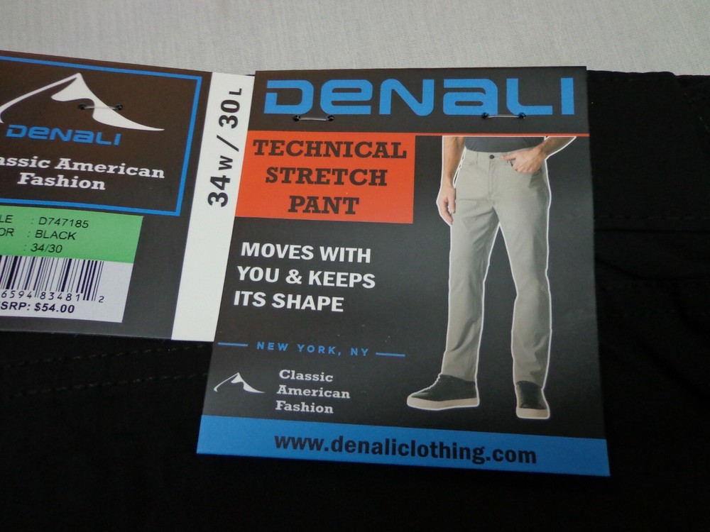 DENALI Black Technical Stretch Pants NWT 34/30 MSRP $54