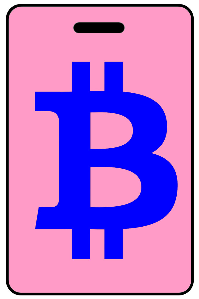 Pink Cryptocurrency "B" Blue Logo Luggage/Bag Tag - Personalized