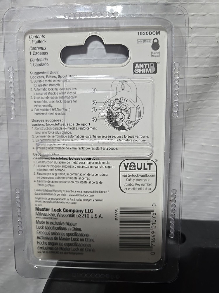 Master Lock Combination Padlock BLUE 1530DCM - Security Level 3 NEW SEALED