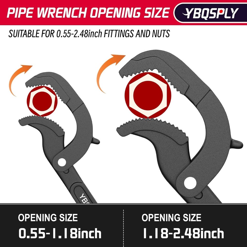 Self adjusting pipe wrench set for plumbing