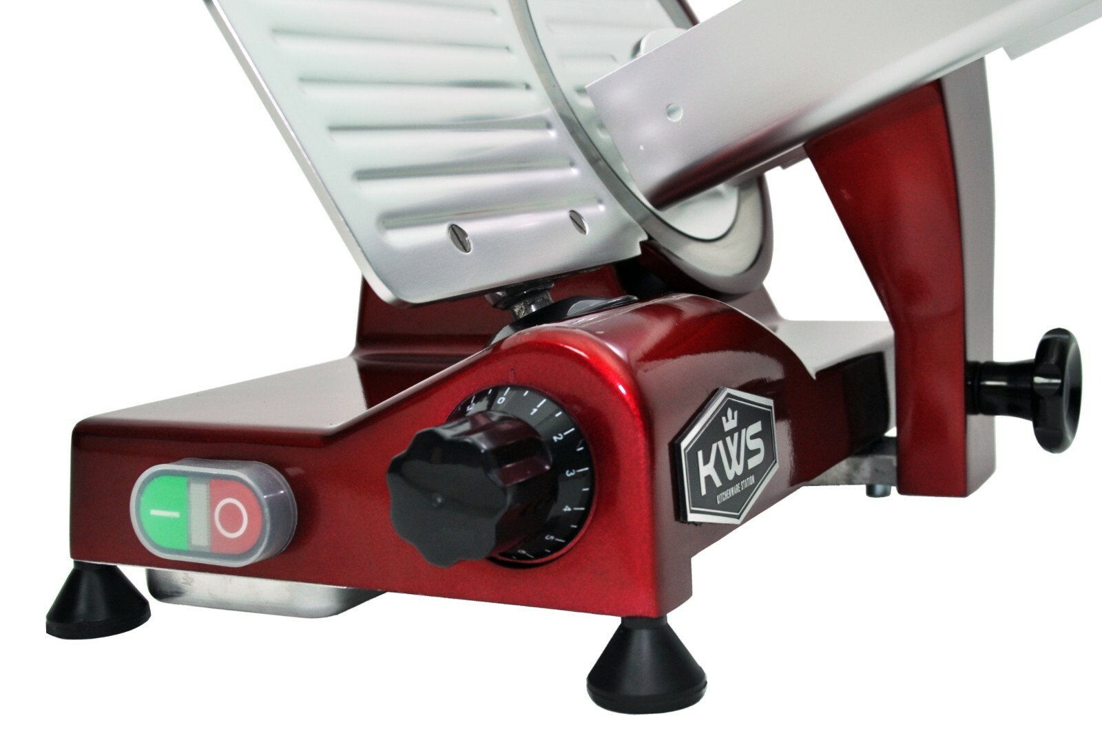 KWS Premium Commercial 320W Electric Meat Slicer 10" Red with Teflon Blade