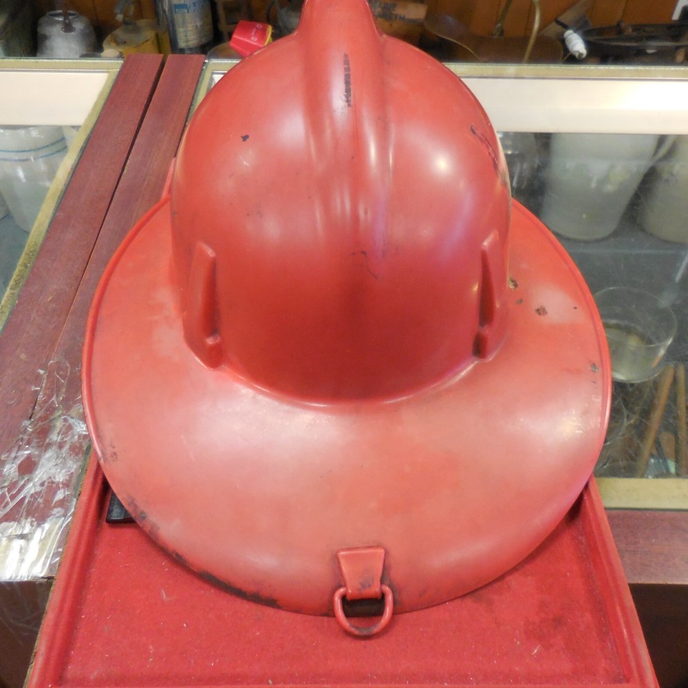 VINTAGE PLASTIC MSA RED FIRE CHIEFS HELMET
