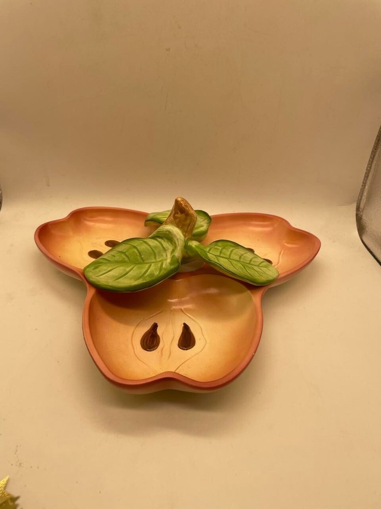EUC Vintage Ceramic Apple Shaped 3 Part Divided Dish