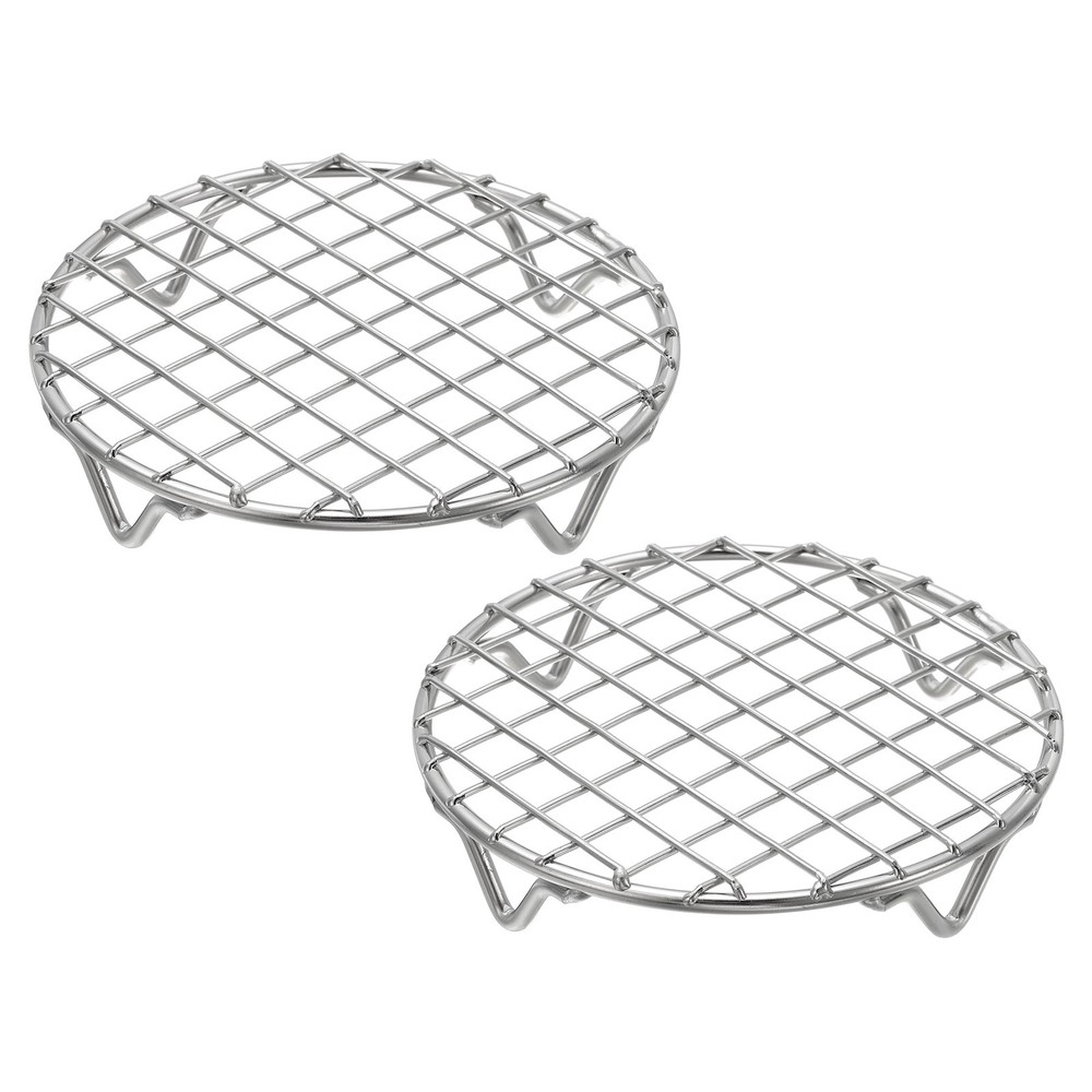2 Pcs Round Cooking Rack 4.9 Inch Dia for Cooking Silver