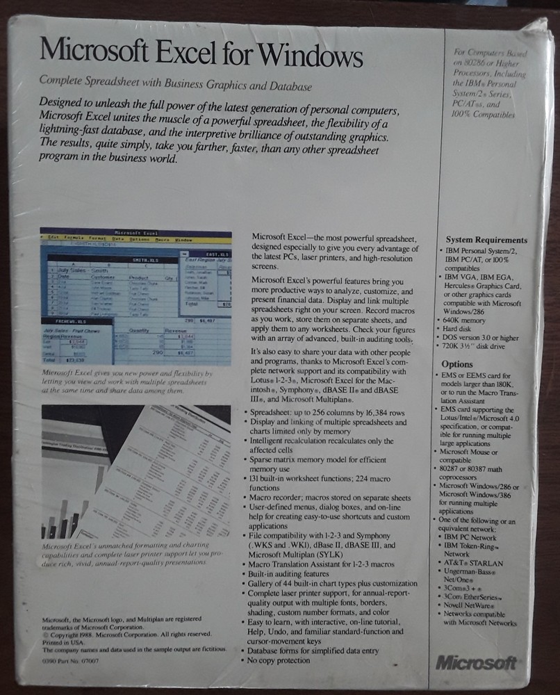 Microsoft Excel For Windows Vintage Sealed - Academic Edition