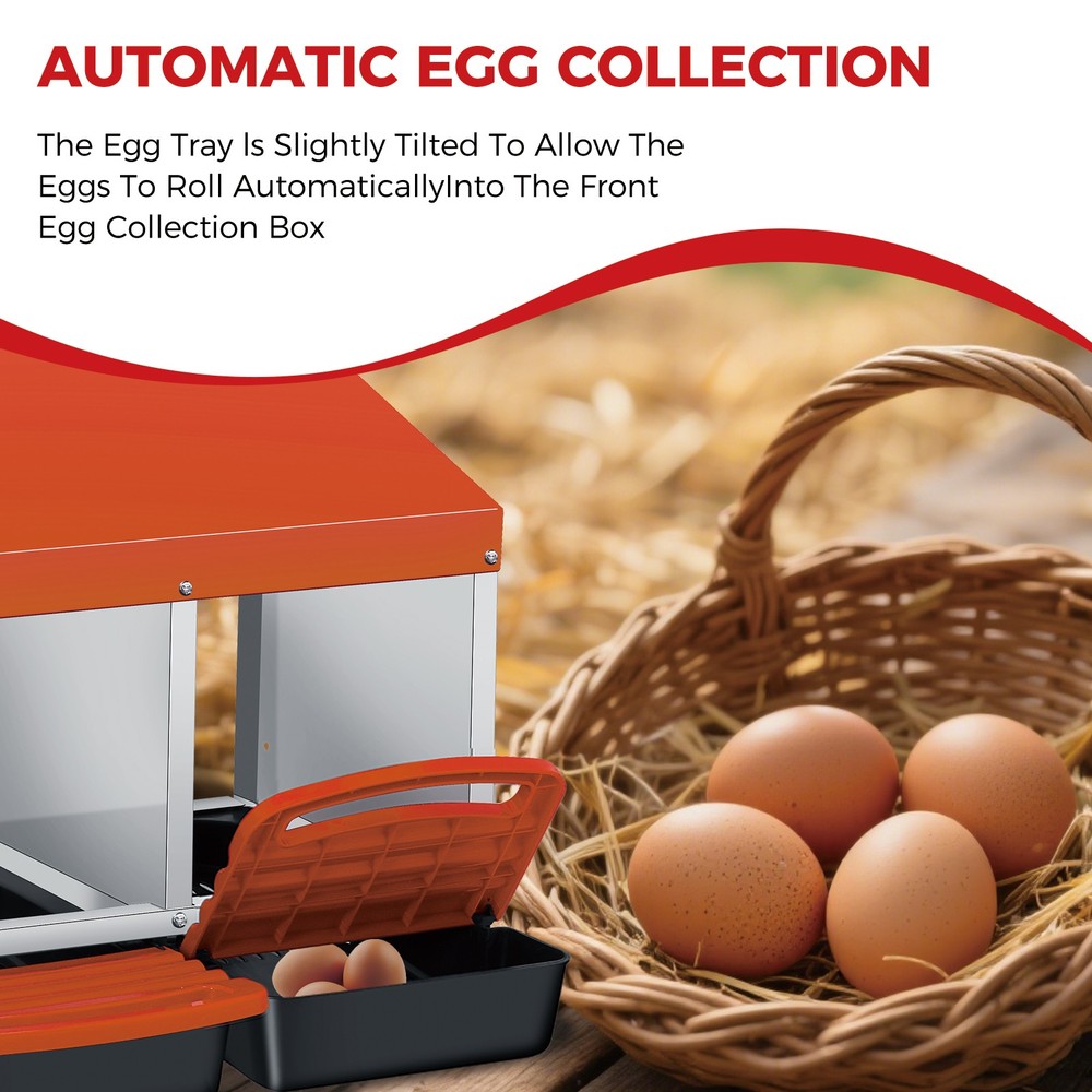 Chicken Nesting Boxes 3 Compartments Metal Egg Collection for Chicken Coop
