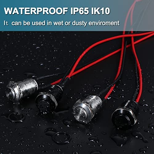 5pcs 12mm Push Button Switch Raised Head ON-Off Normally Open Latching Black