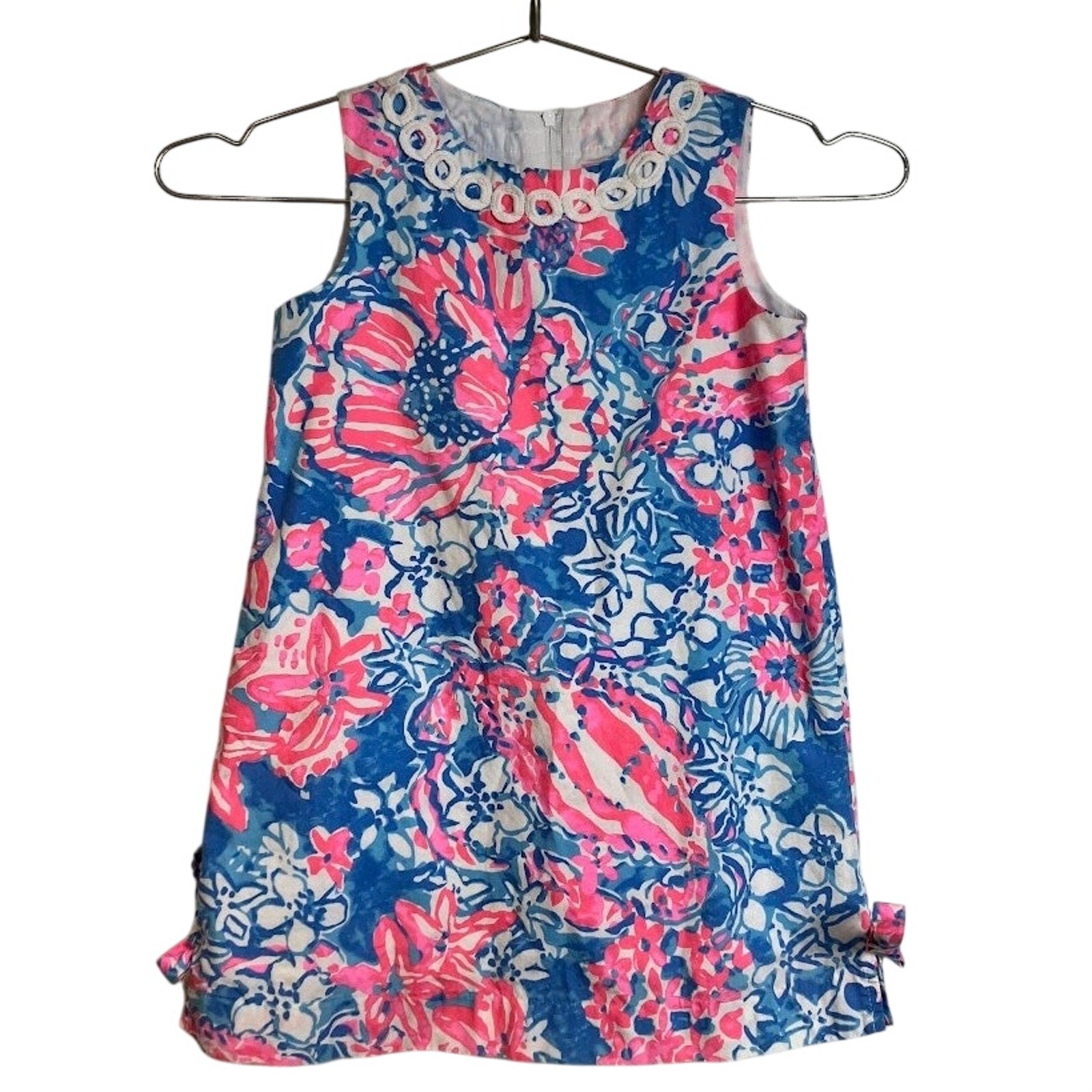 Lilly Pulitzer Pink White Blue Tropical Shift Dress Bay Blue Pop Pop Glow 6