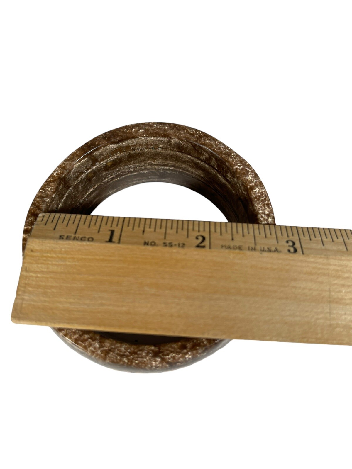 Wood or Cork in Resin Metal Flake Cuff Bracelet Pre-Owned