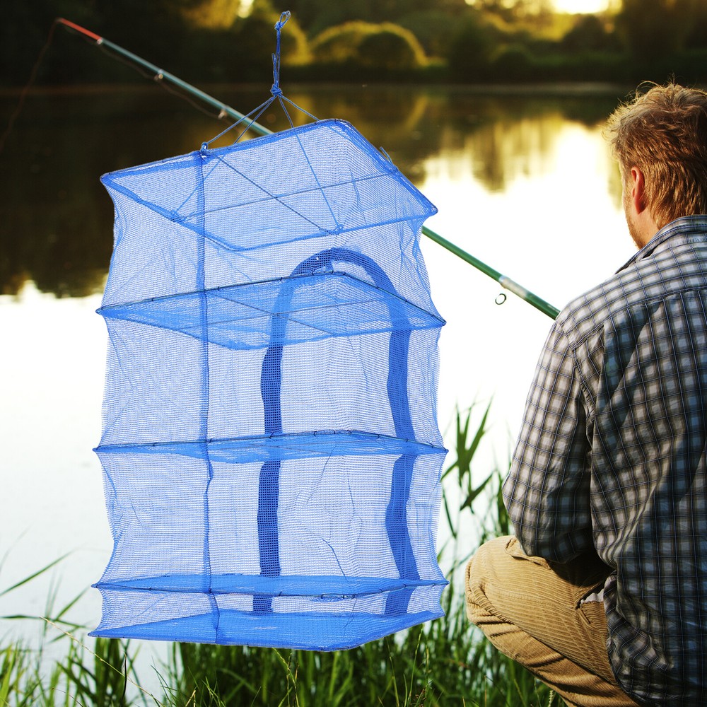 Foldable 4 Layers Drying Net Hanging Vegetable Fish Dishes Mesh Dryer Rack