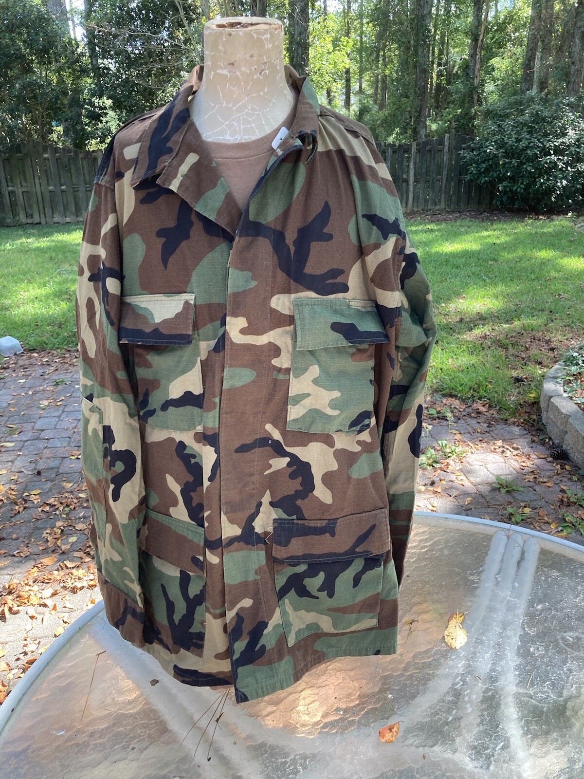 VTG USGI M81 Woodland Camo BDU Shirt, Army Military Uniform Medium Short