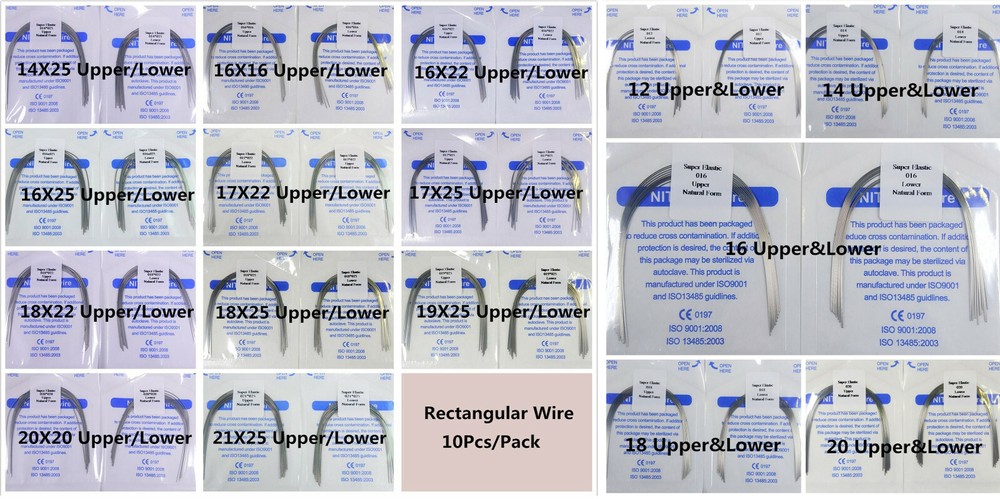 5Pack Dental Orthodontic Bracket Arch Wire Niti Rectangular Natural SuperElastic
