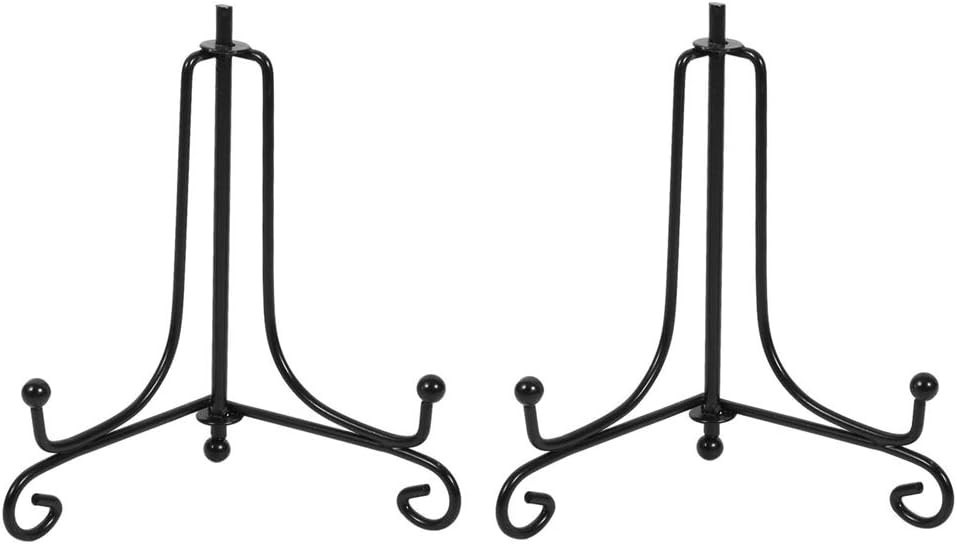 Compact Adjustable Black Iron Display Easels - 2 Pack for Home and Office