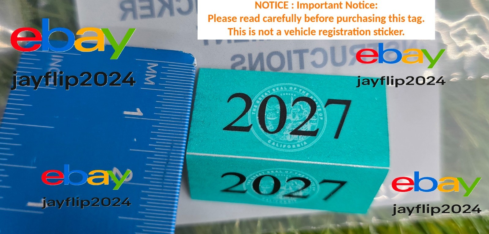 NOT A REGISTRATION TAG-DMV STICKER CVRA 2027 GREEN California Commercial Vehicle