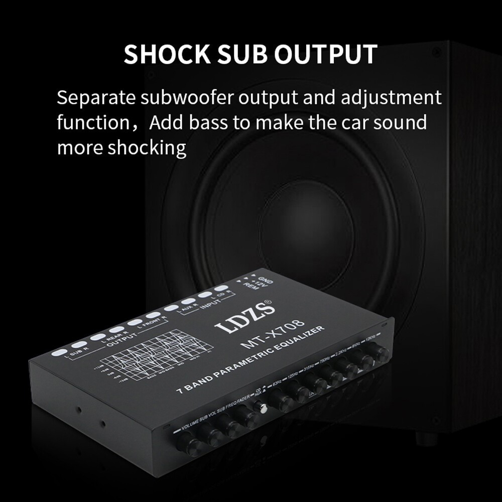 7-Band Car Audio Equalizer Adjustable 7 Band EQ Amplifier Graphic Equalizer New