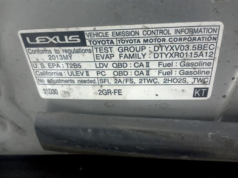 13 LEXUS ES350 DRIVER LEFT BLIND SPOT
