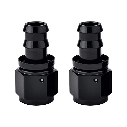 Push Lock Hose Fitting End Black 2PCS 8AN Straight