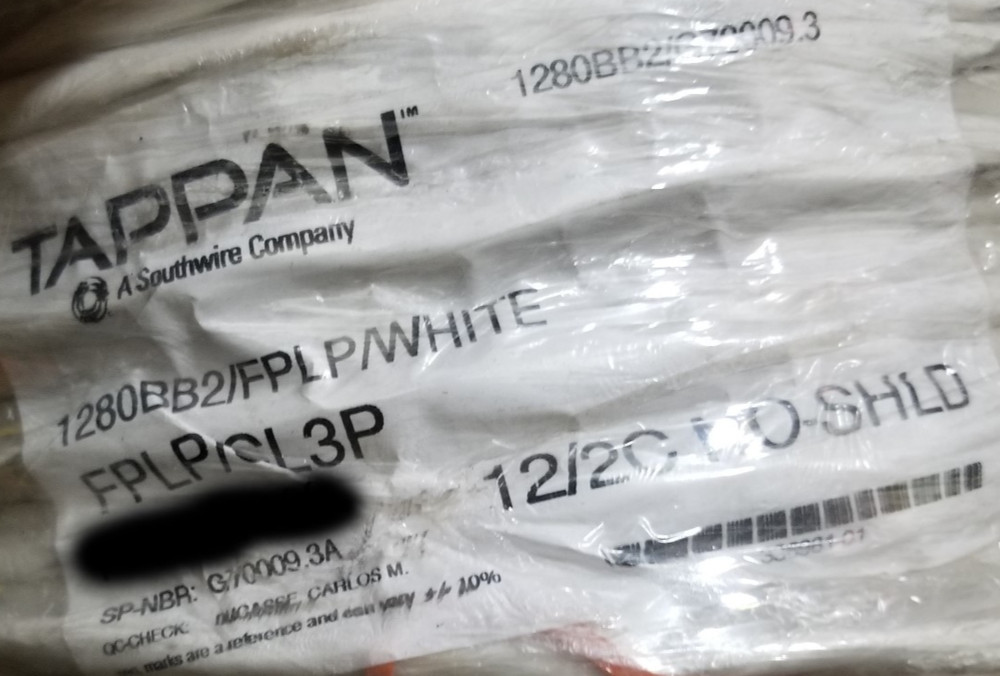 Southwire/Tappan G70009 575628 12/2C Solid Plenum Fire Alarm Cable White /50ft