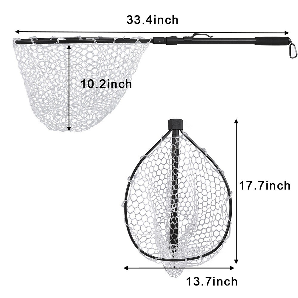 Fly Fishing Landing Net Rubber Trout Catch and Release Net Light Weight