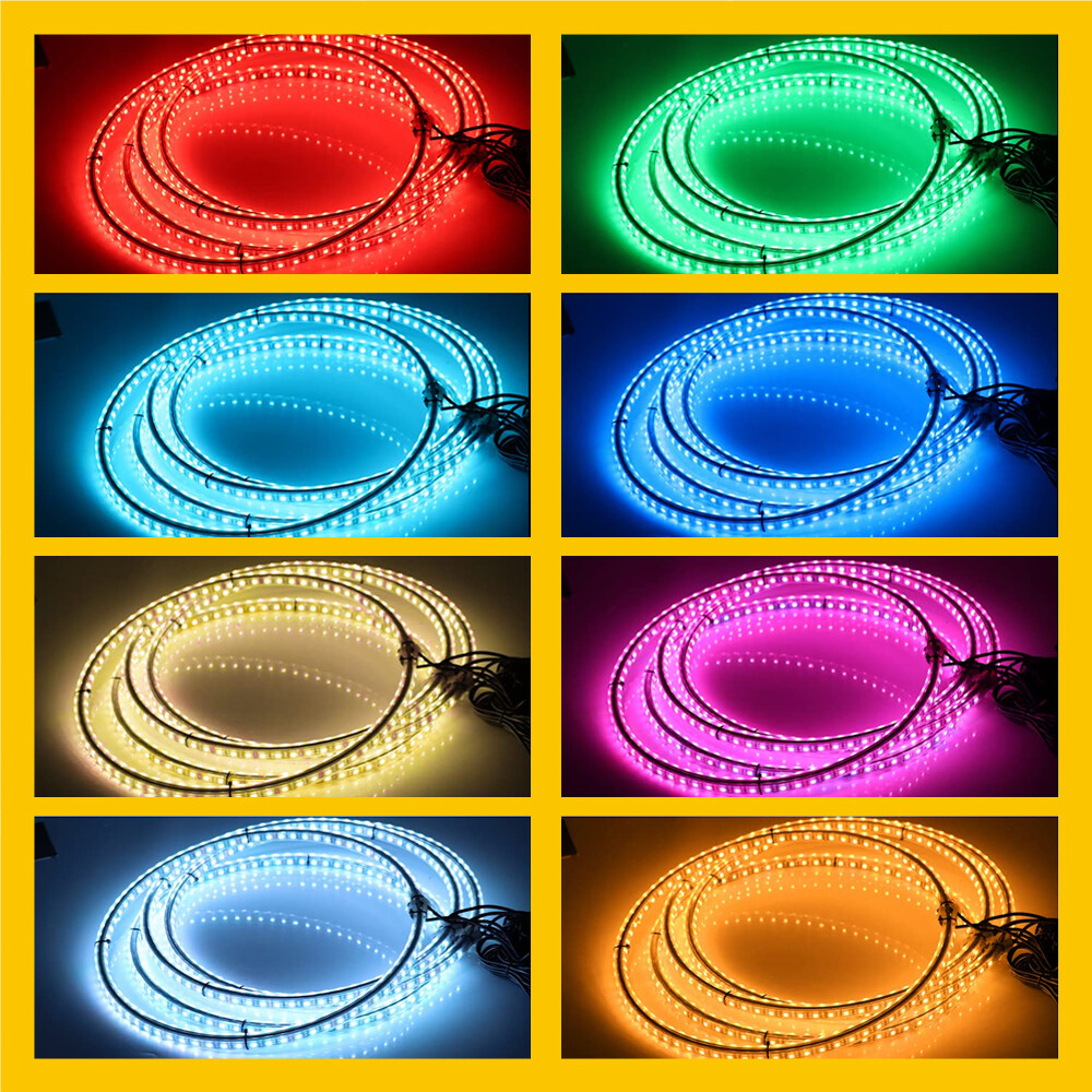 17.5" RGB & Chasing Flow Double Row LED Wheel Ring Rim Lights For Truck Car set