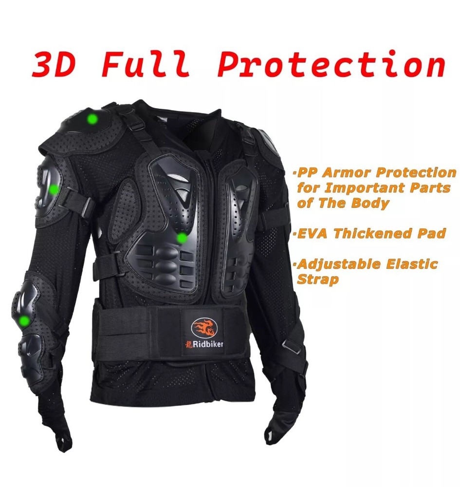 Ridbiker Motorcycle Full Body Armor Protector Removable Racing Jacket Size M