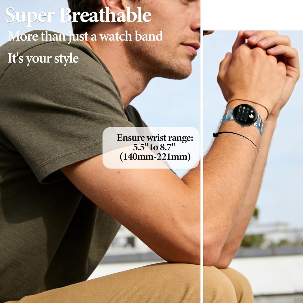 Soft Nylon Strap Compatible with Google Pixel Watch 41MM, BlueGray