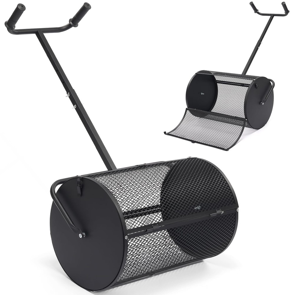 Compost Spreader 24 inch Peat Moss Spreader with Adjustable U-Shaped Handle