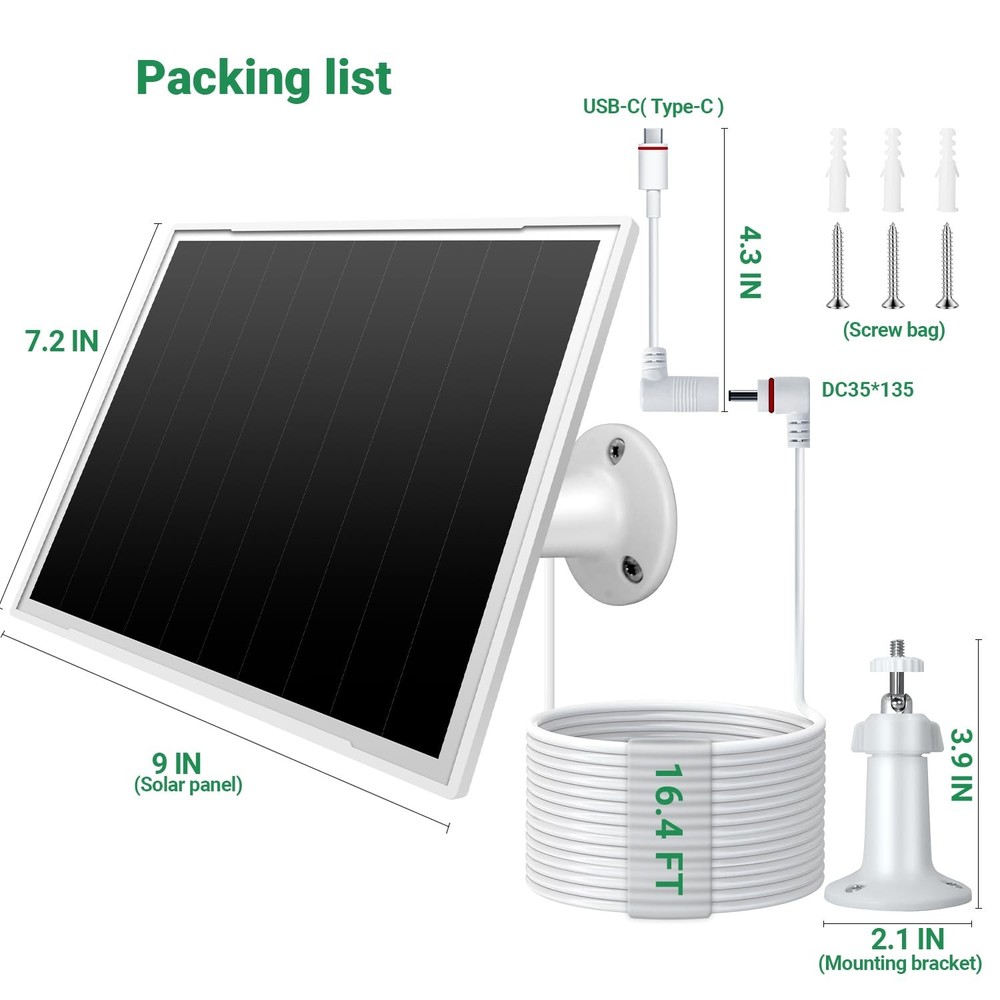 2 Pack Solar Panel for Ring Camera, 8W Solar Charger Compatible with Stick Up...