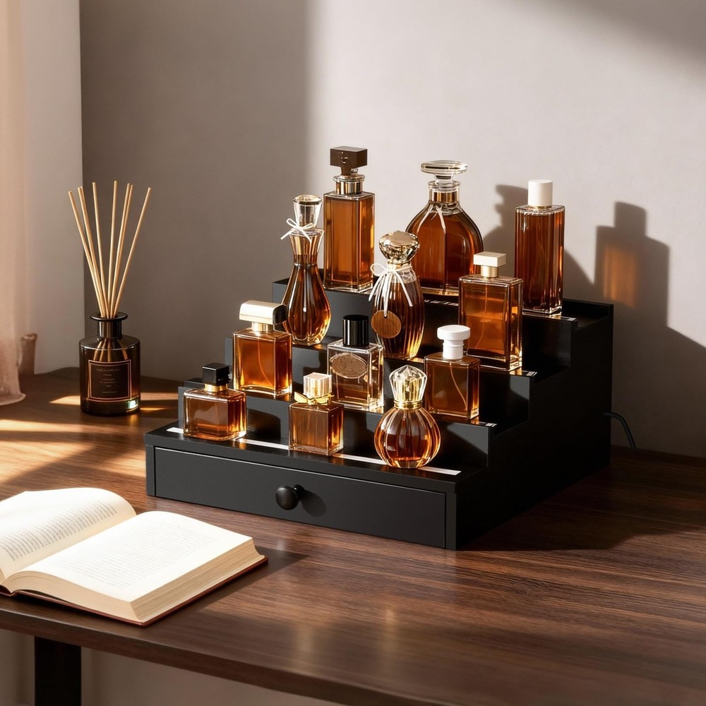 -Lighted Cologne Organizer for Men: Multi Lighting Modes Perfume Organizer wi...