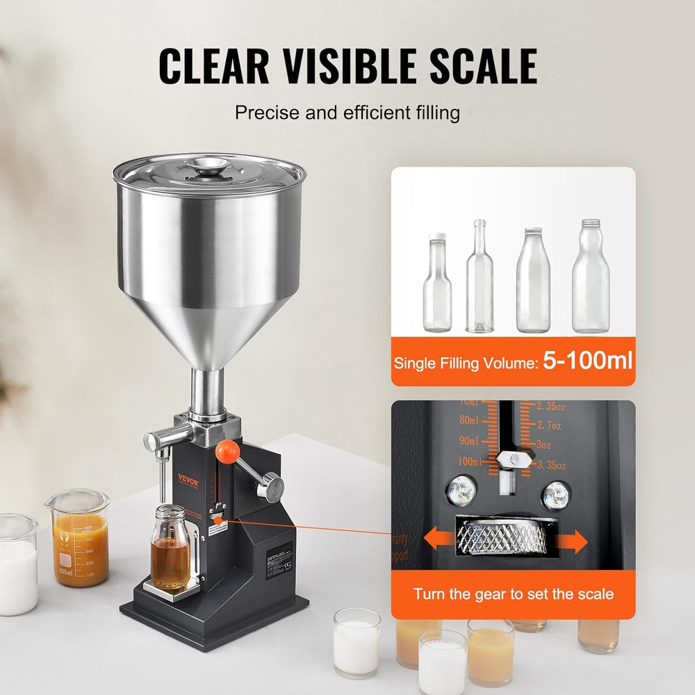 Manual Paste Liquid Filling Machine, 5-100Ml Adjustable Bottle Filling Machine,