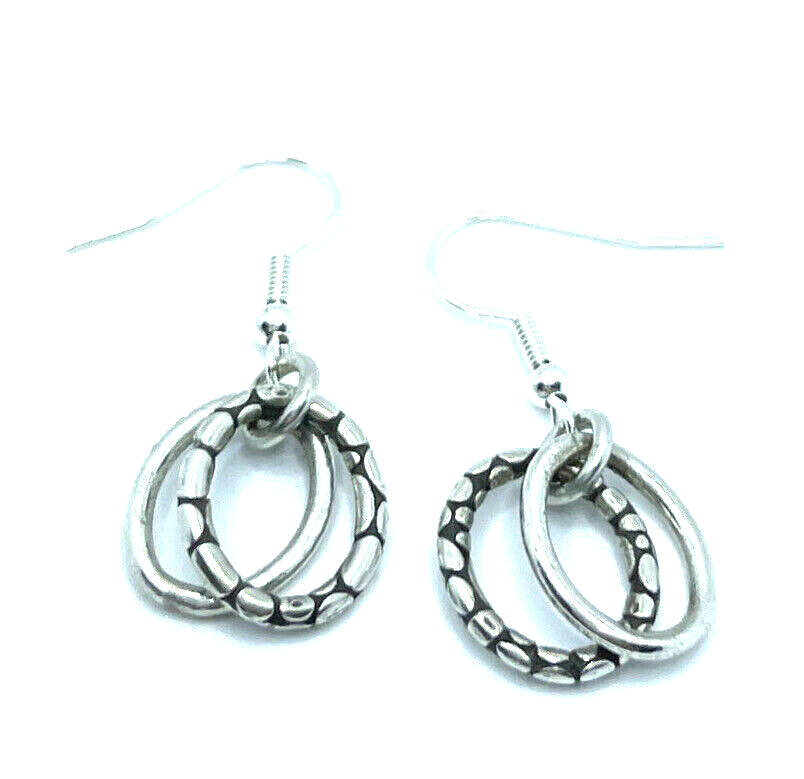 Brighton PEBBLE & Silver Oblong Hoops Custom Earrings