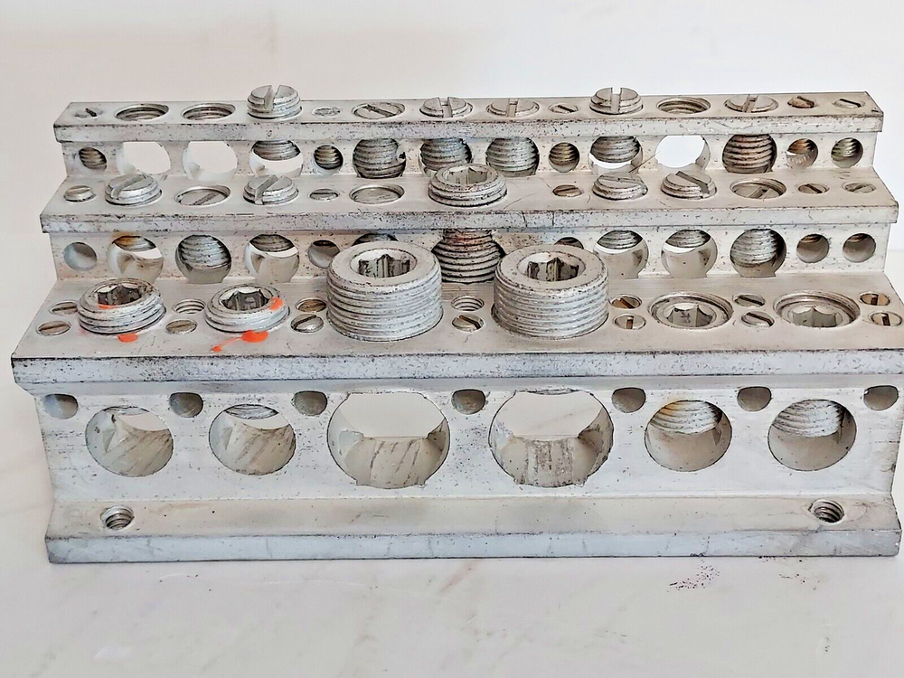 Ground Block Aluminum Multiple Wire Sizes. (3 Lugs missing.) Used.