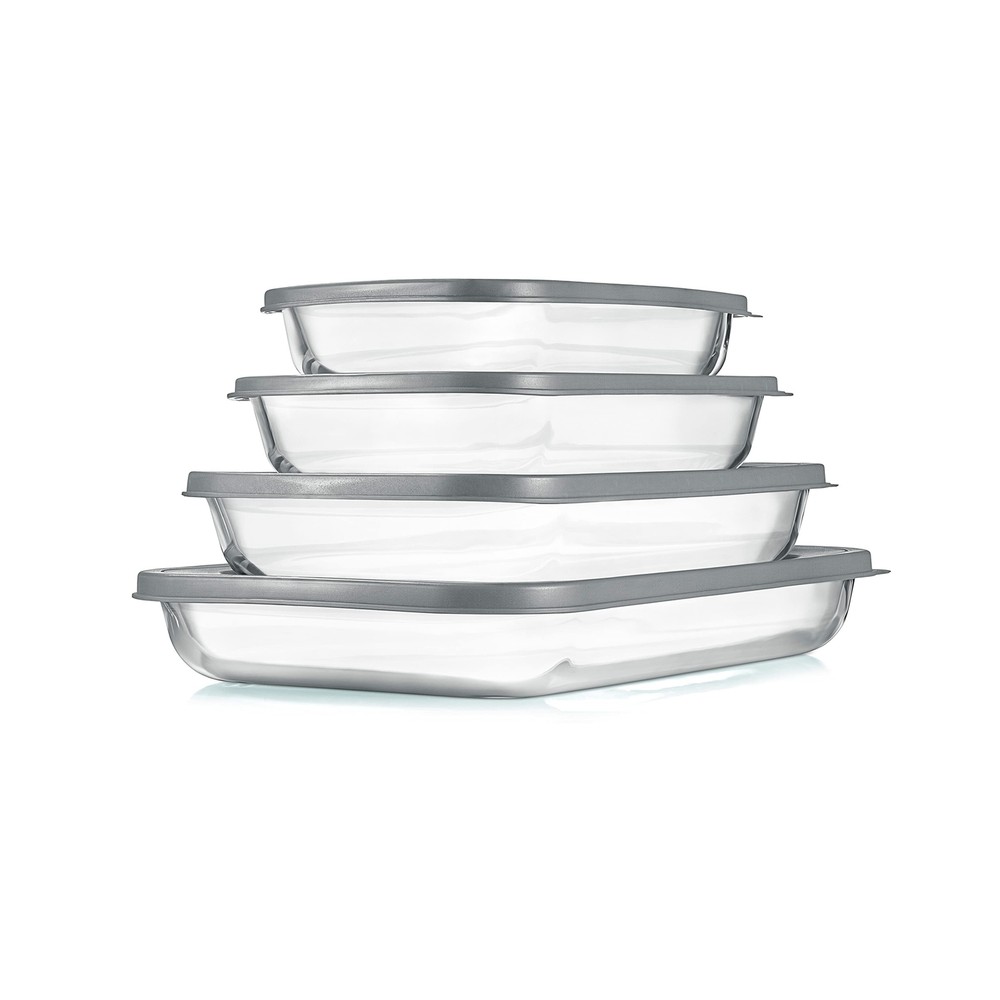 NutriChef 4 Sets Glass Bakeware - High Borosilicate Rectangular Glass Baking ...