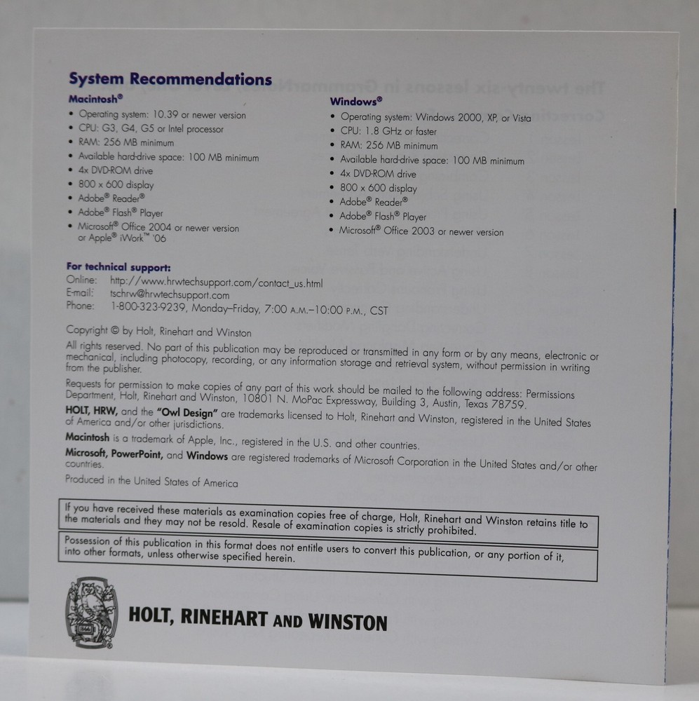 Holt Grammar Notes Effective Grammar for Writing Level One (2008 DVD-ROM)