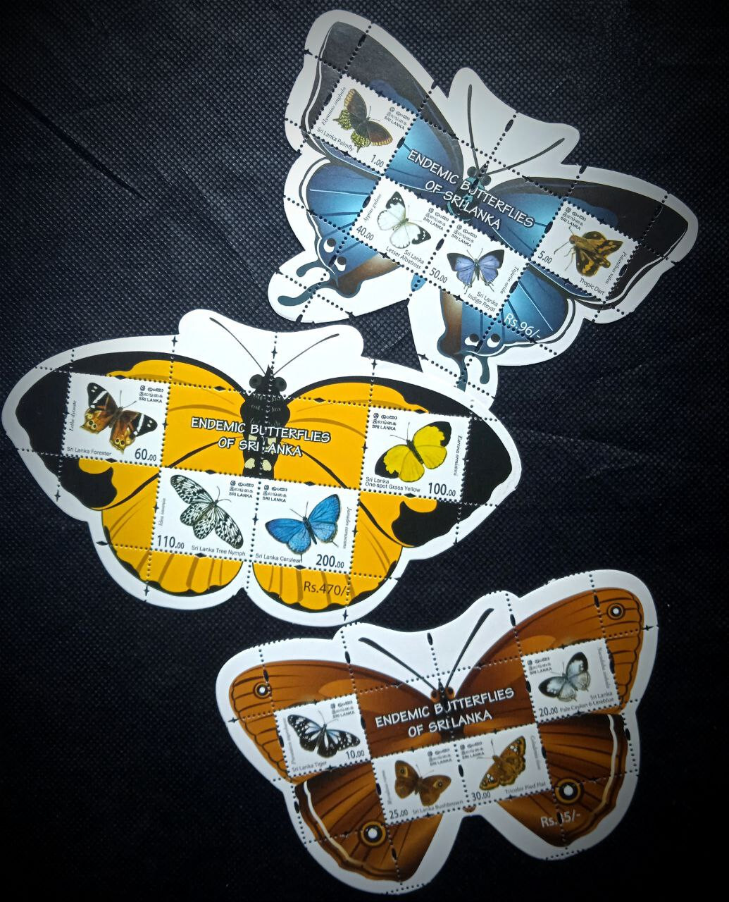 Sri Lanka ENDEMIC BUTTERFLIES  MNH 03 mini sheet Stamps 2022 odd shaped souvenir