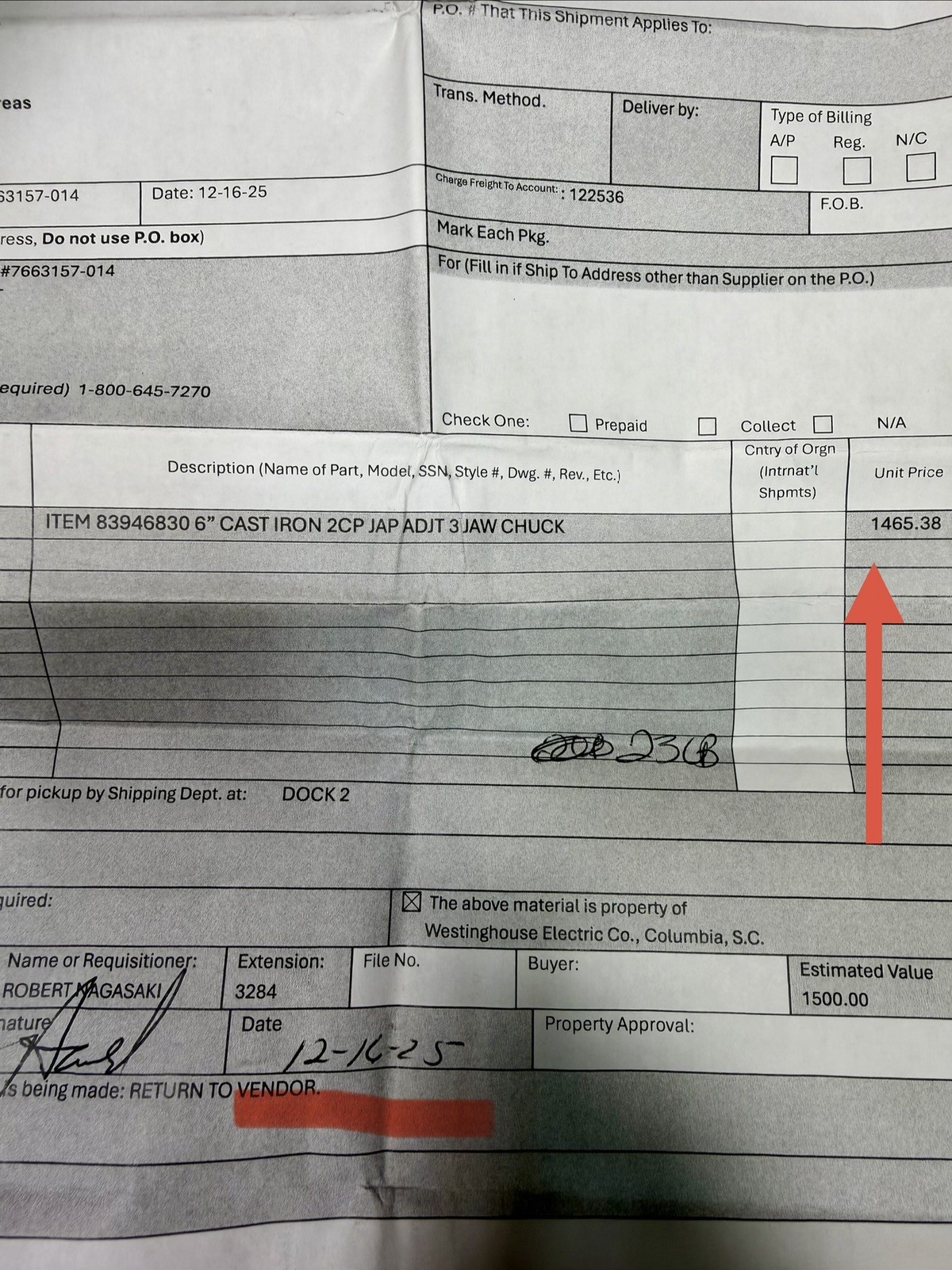 BUCK AT063RC 6" Inch 3 Jaw Manual Lathe Chuck Plain Back