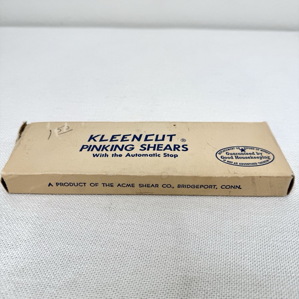 Vintage Kleencut Pinking Shears Fabric Scissors w/ Automatic Stop Original Box