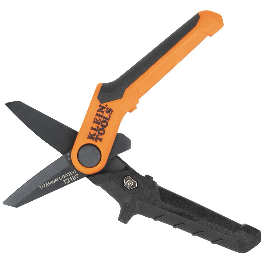 Klein Tools Compact Titanium-Coated Utility Shears, 7” T2107 Ambidextrous Use
