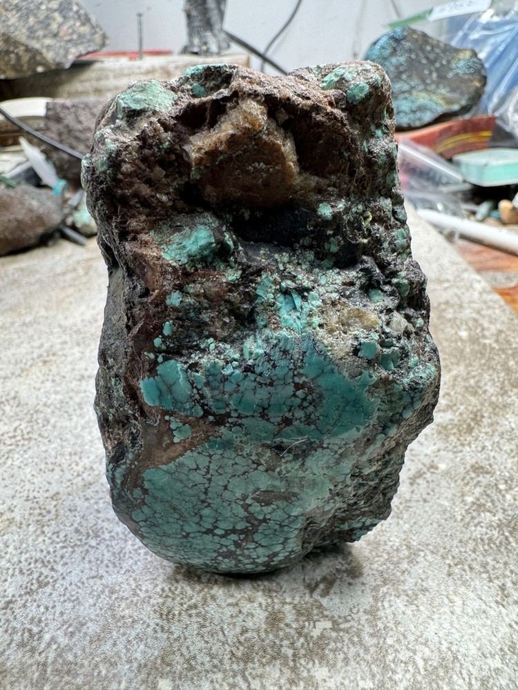 Hubei turquoise stabilized nugget solid spiderwebs all the way through